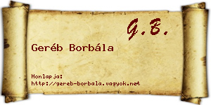 Geréb Borbála névjegykártya